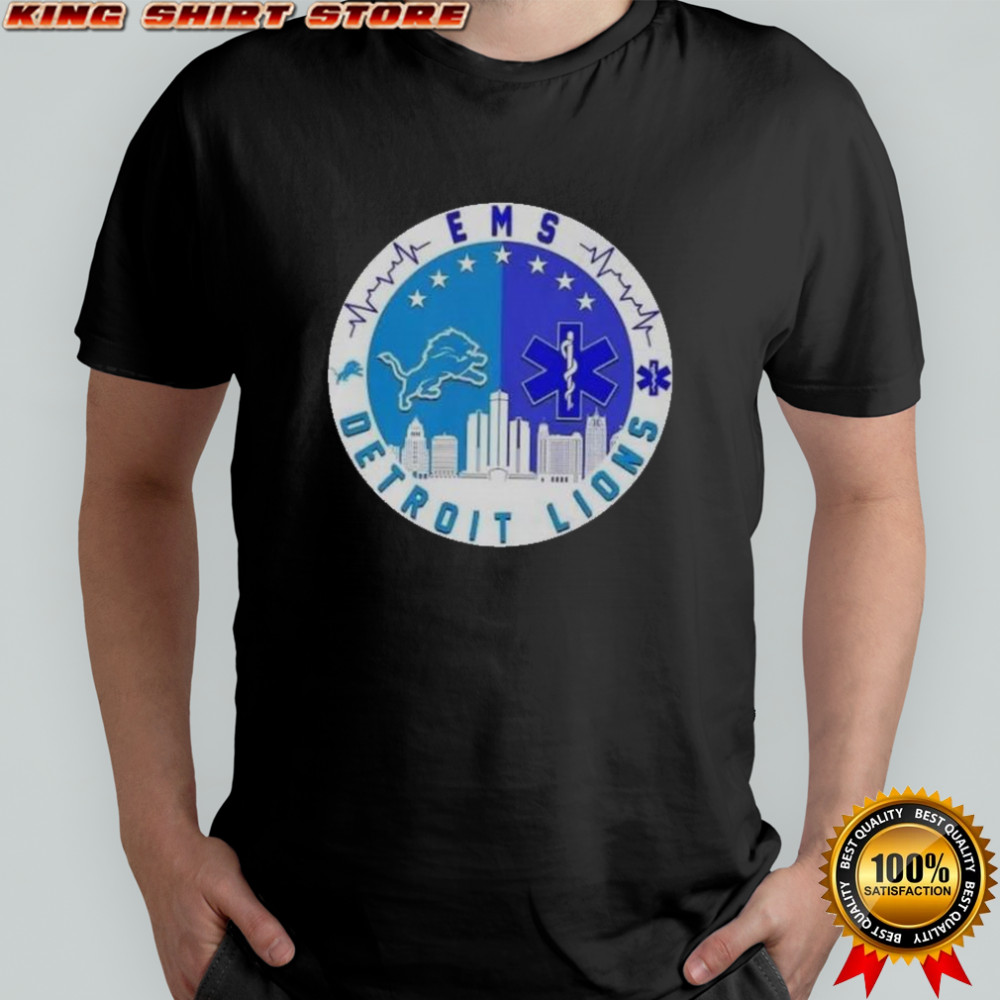 Detroit Lions Heartbeat EMS City Skyline T-Shirt