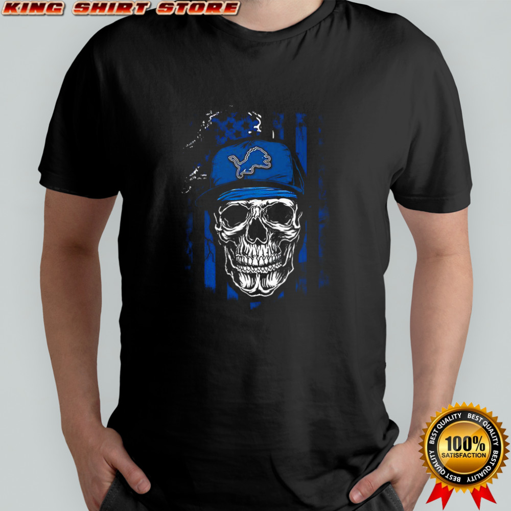Detroit Lions NFL skull American flag football lover shirt