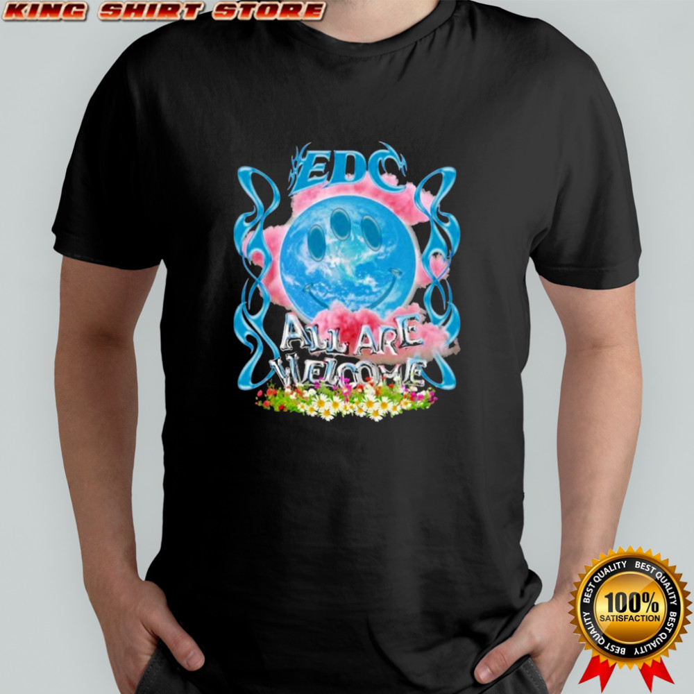 EDC All Are Welcome Smiley Earth T-Shirt