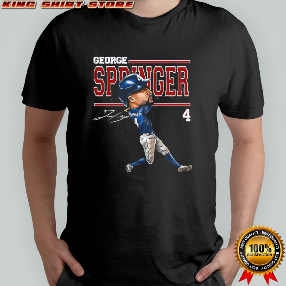 George Springer Toronto Blue Jays baseball 2025 number 4 cartoon signature shirt