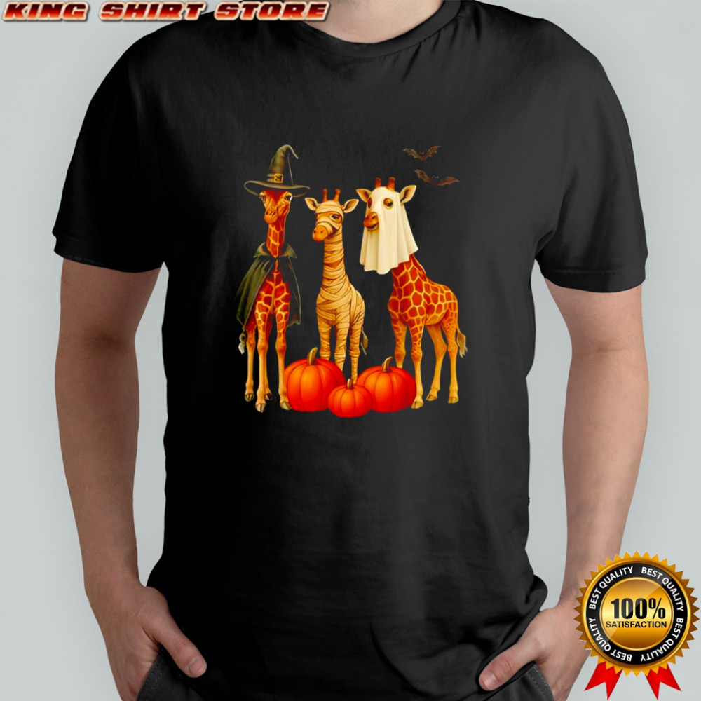 Giraffe Boo Mummy Witch Halloween Costume Giraffe Pumpkin shirt