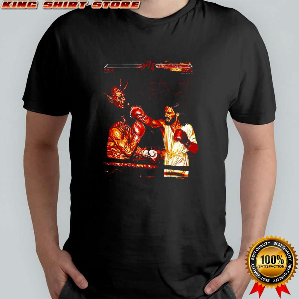 God KO the Devil the battle meme Halloween shirt