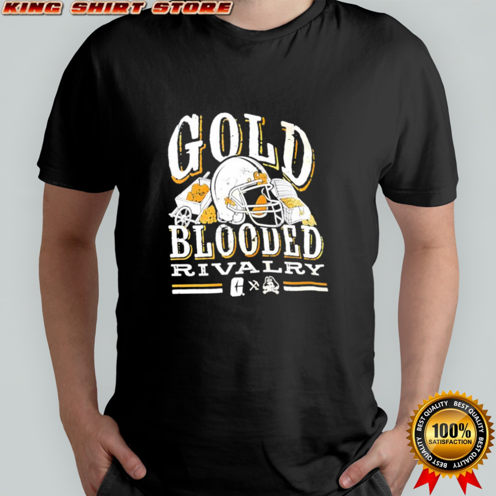 Gold Blooded Rivalry helmet logo shirt
