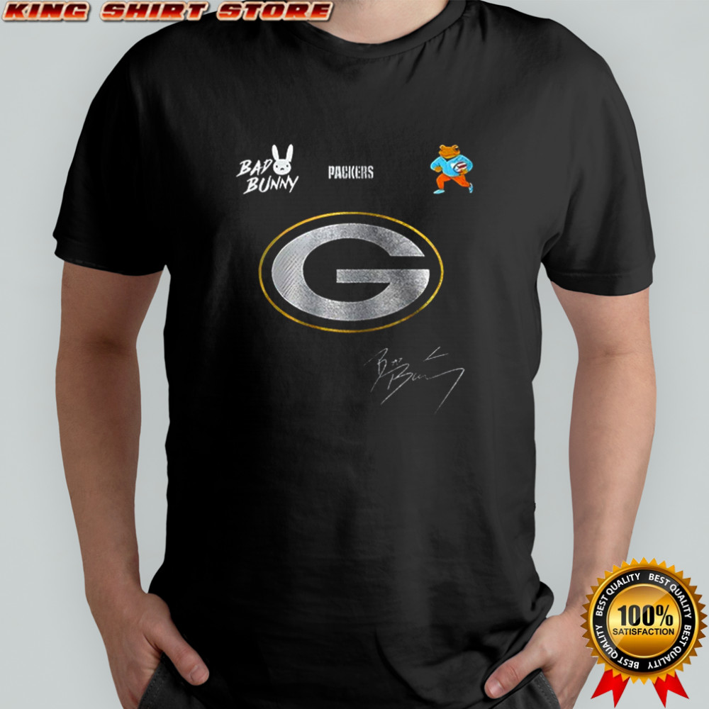 Green Bay Packers x Bad Bunny Benito football mascot signature shirt