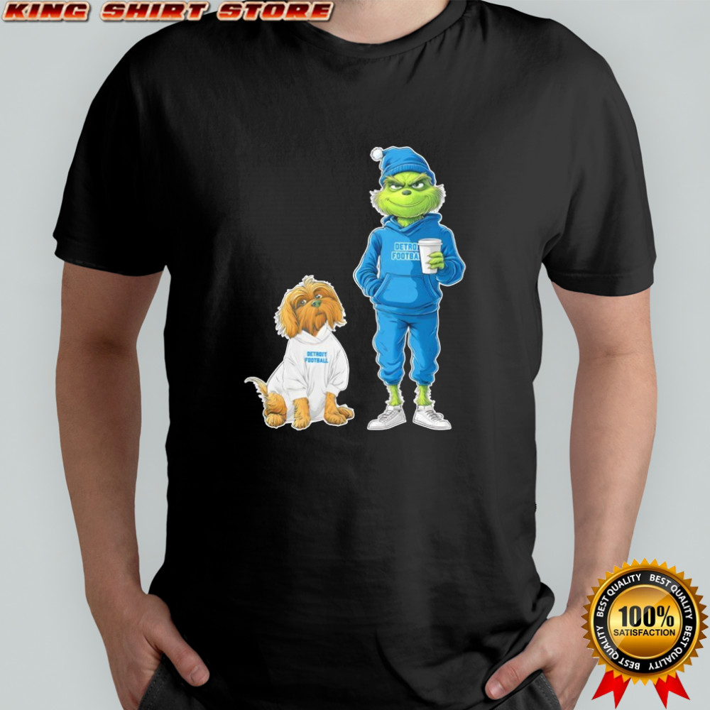 Green Monster Grinch and dog Christmas Detroit Lions Football shirt
