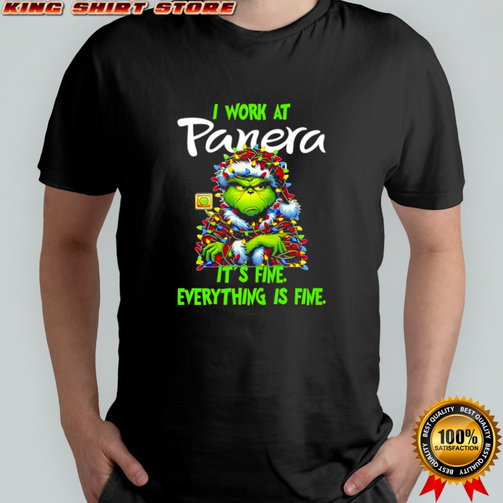 Grinch i work at Panera Bread logo it’s fine everything is fine shirt