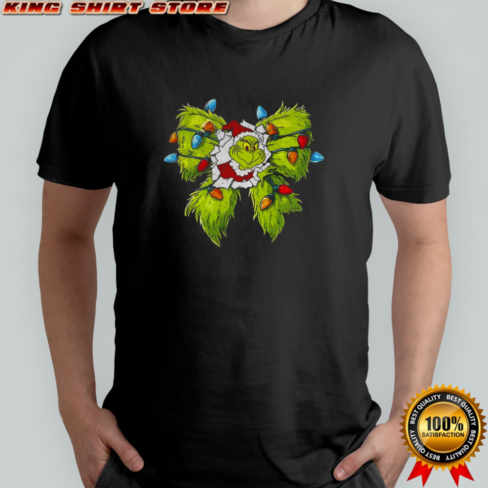 Grinch Santa hat bow Christmas 2025 shirt