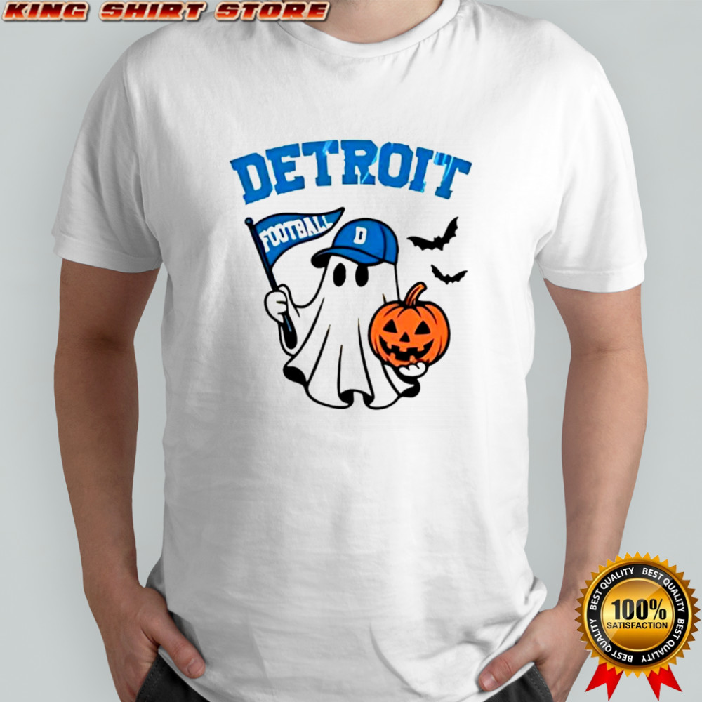 Halloween Ghost Detroit Lions Football flag pumpkin shirt