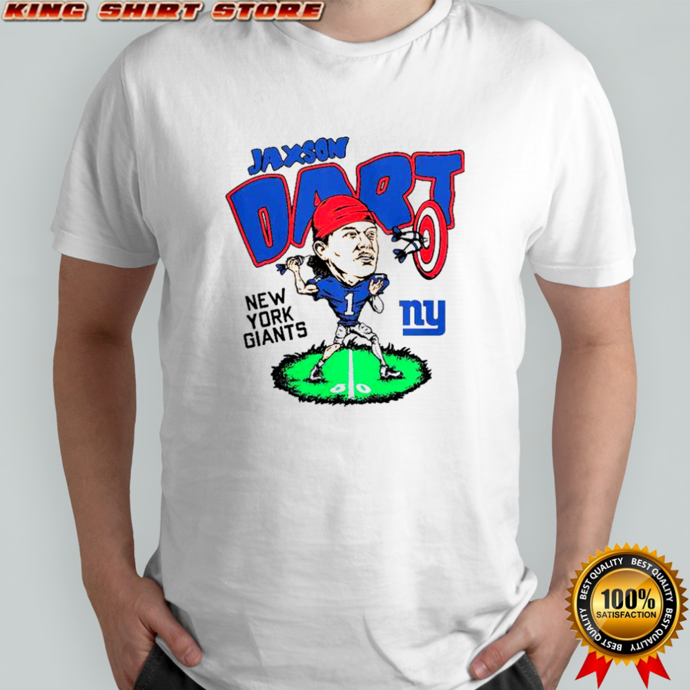 Homage Jaxson Dart Ash New York Giants Caricature T-Shirt