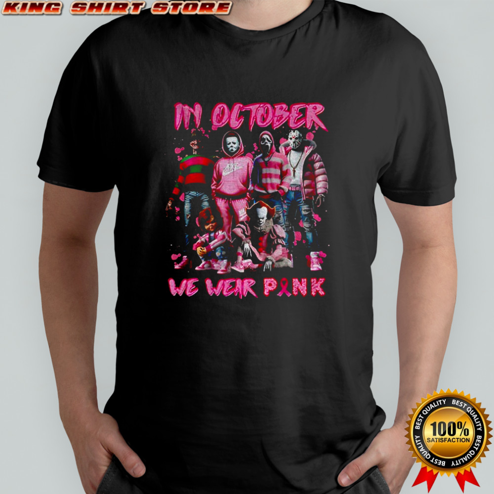 In October We Wear Pink Horror Characters shirt