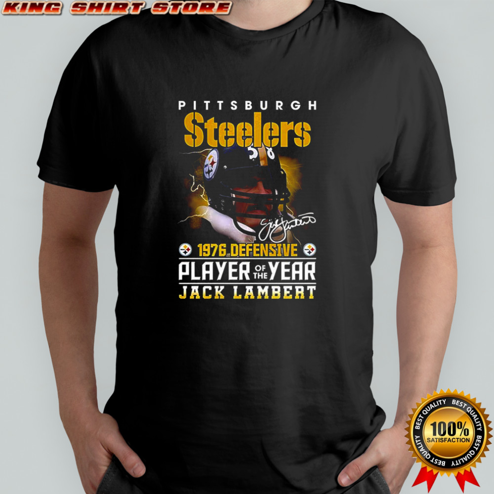 Jack Lambert Pittsburgh Steelers fooball 1976 defensive player of the year signature shirt Jack Lambert Pittsburgh Steelers fooball 1976 defensive player of the year signature shirt