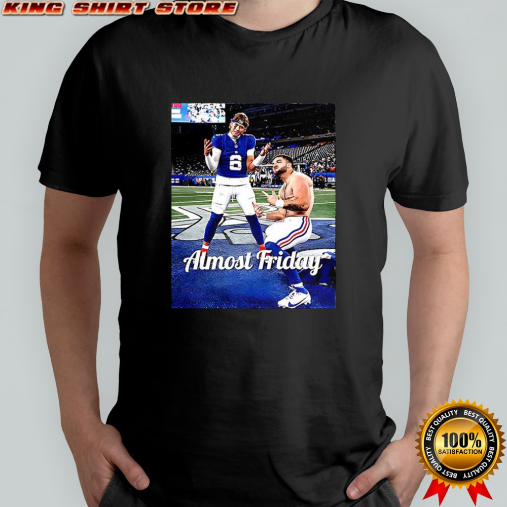 Jaxson Dart and Cam Skattebo New York Giants football Almost Friday shirt