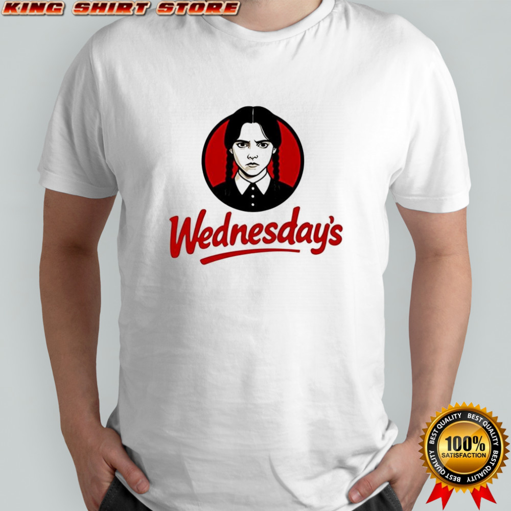 Jenna Ortega Wednesday’s Wendy logo shirt