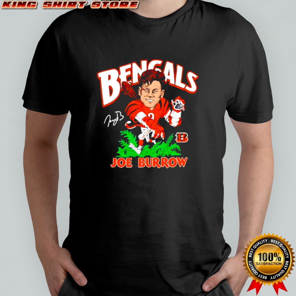 Joe Burrow Cincinnati Bengals Charcoal Jungle signature player logo shirt