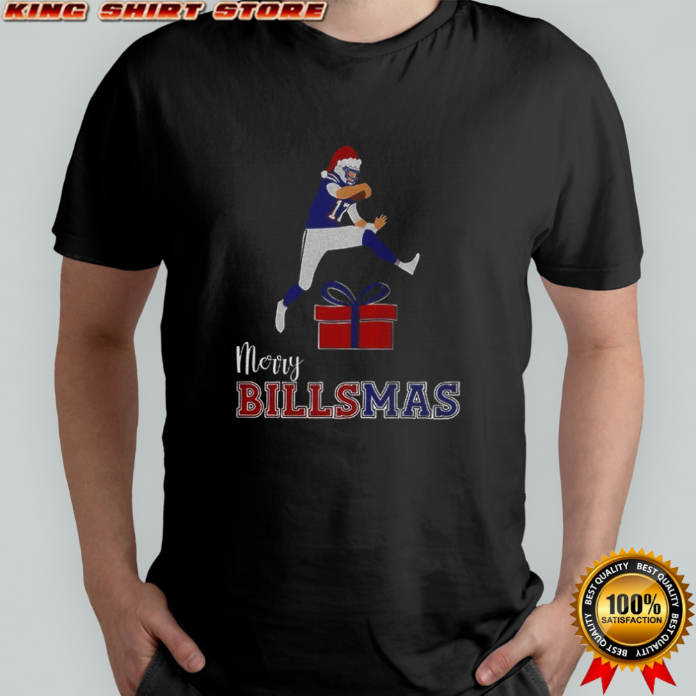 Josh Allen Santa hat hurdle Happy Go Bills Buffalo Bills NFL Football Merry Billsmas Christmas shirt