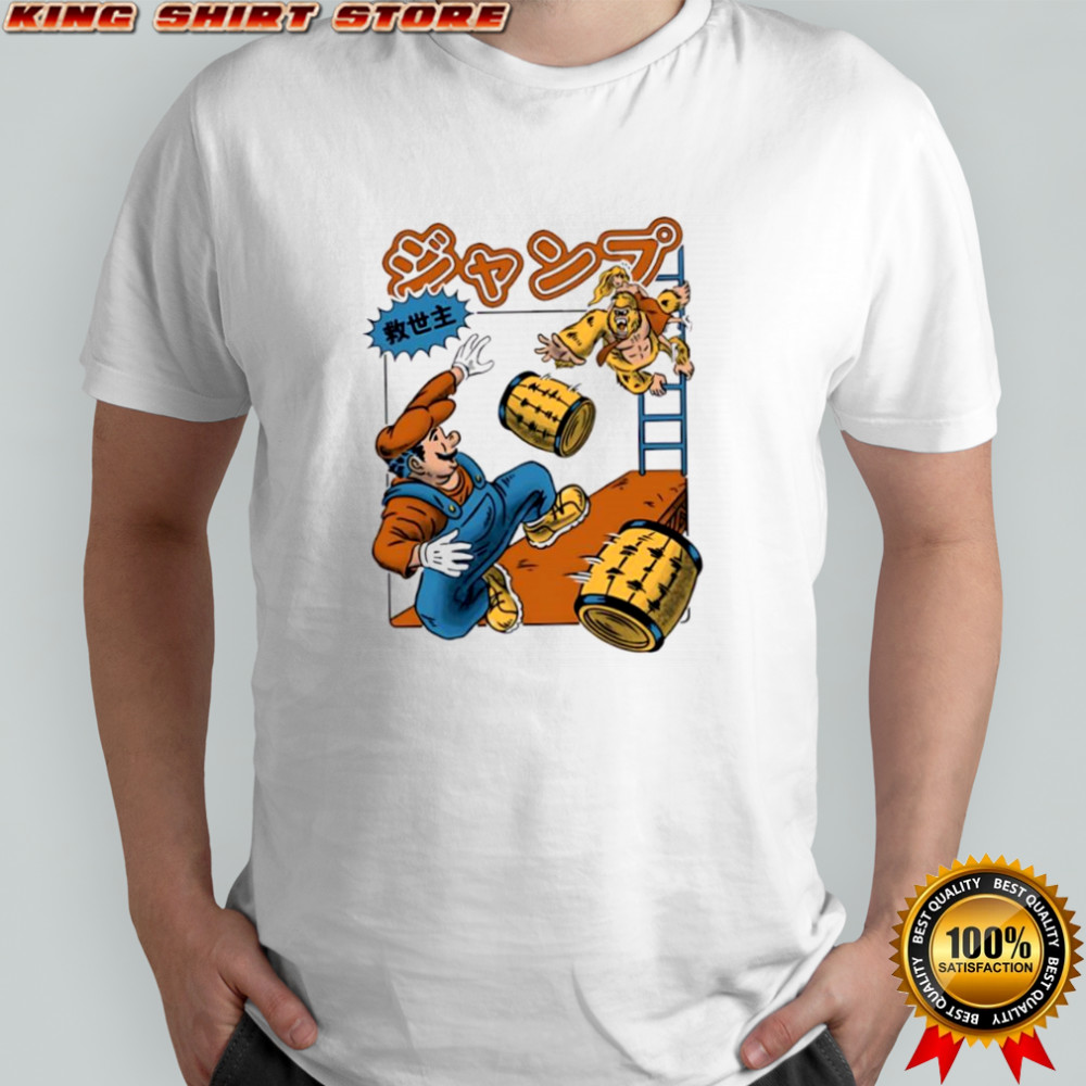 Jumping Savior cartoon funny T-shirts