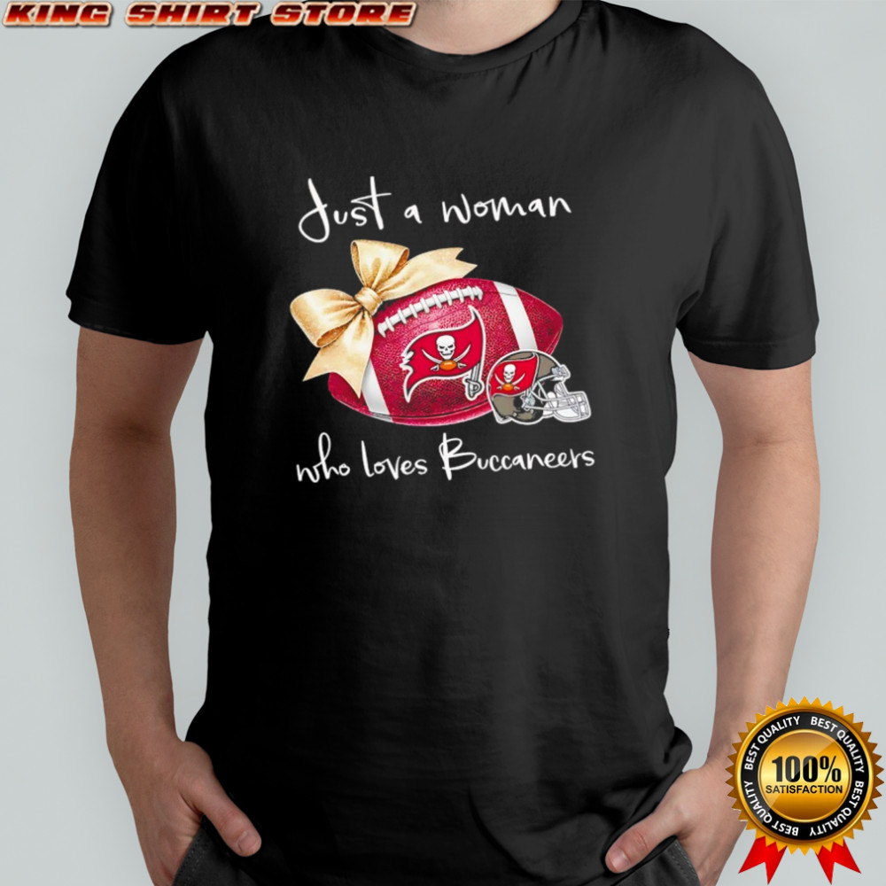 Just a woman who loves Tampa Bay Buccaneers gold bow helmet shirt