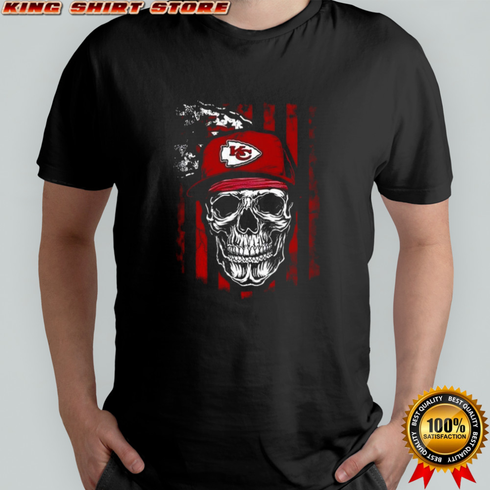 Kansas City Chiefs NFL Skull American Flag Football Lover T-Shirt