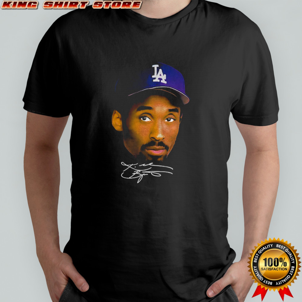 Kobe Bryant LA Hat big face Los Angeles Dodgers MLB Baseball signature shirt