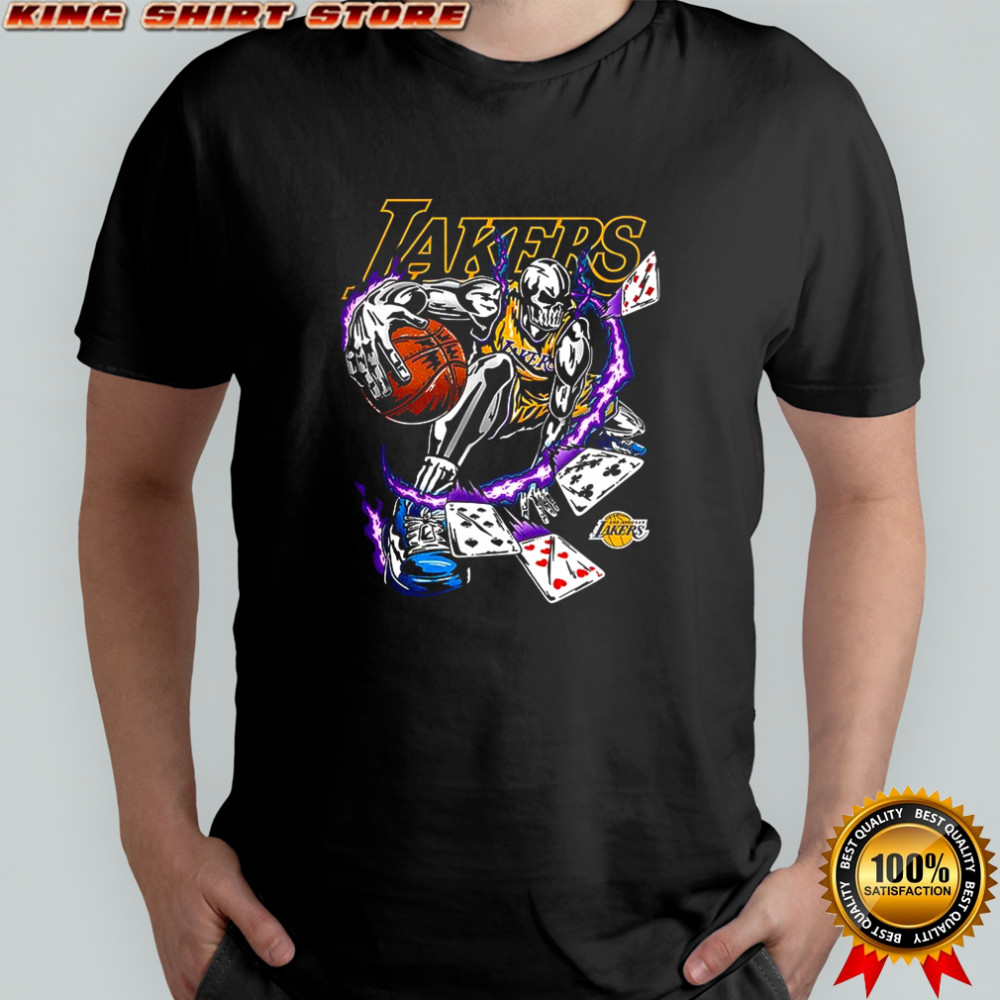 Los Angeles Lakers basketball Skeleton and cards Halloween shirt