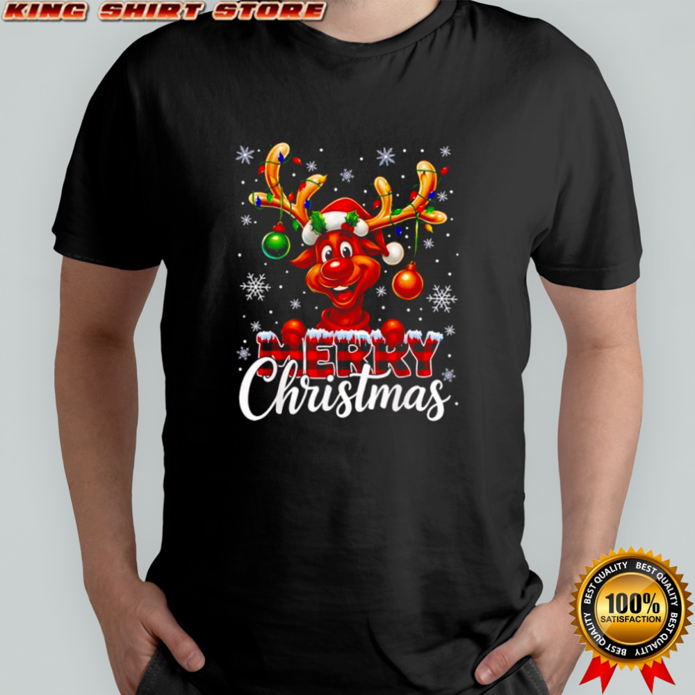Merry Christmas Reindeer Plaid Pajamas Xmas shirt