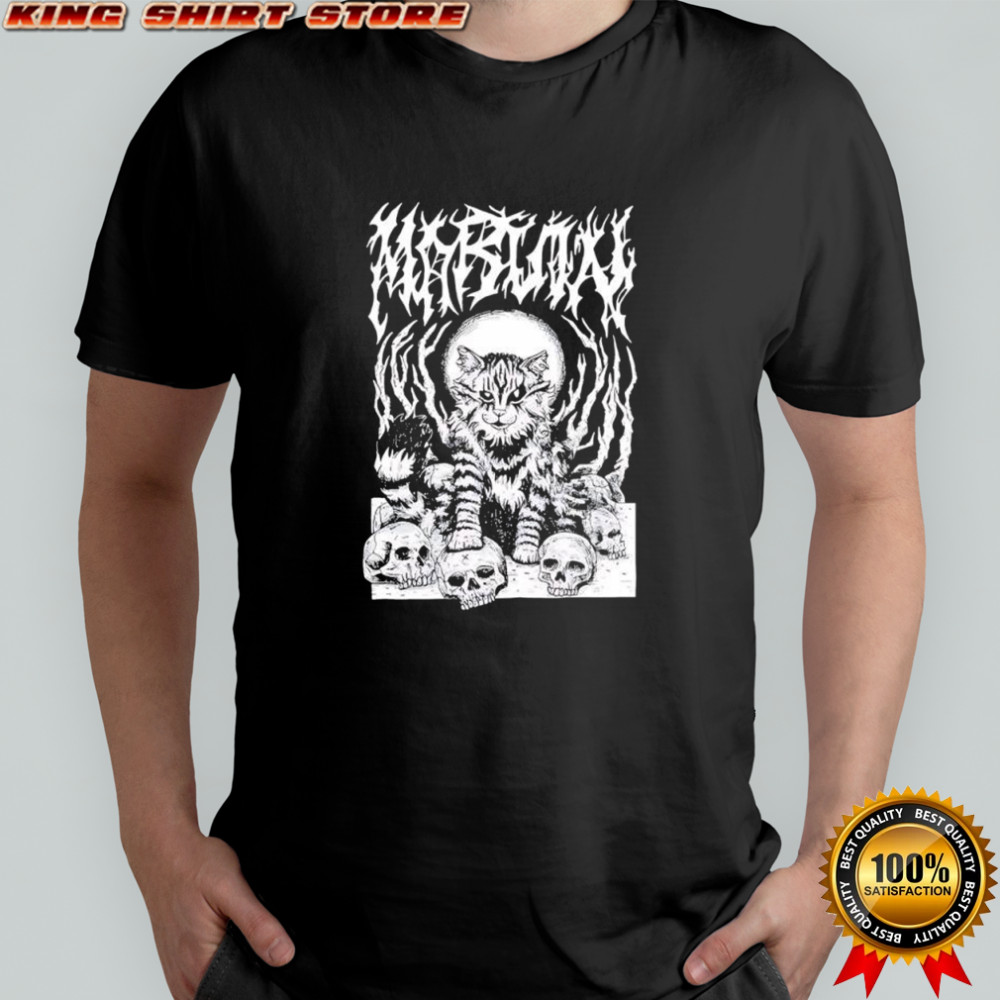 Metal Marf by Beefaroni & Marvin skull cat graphic shirt