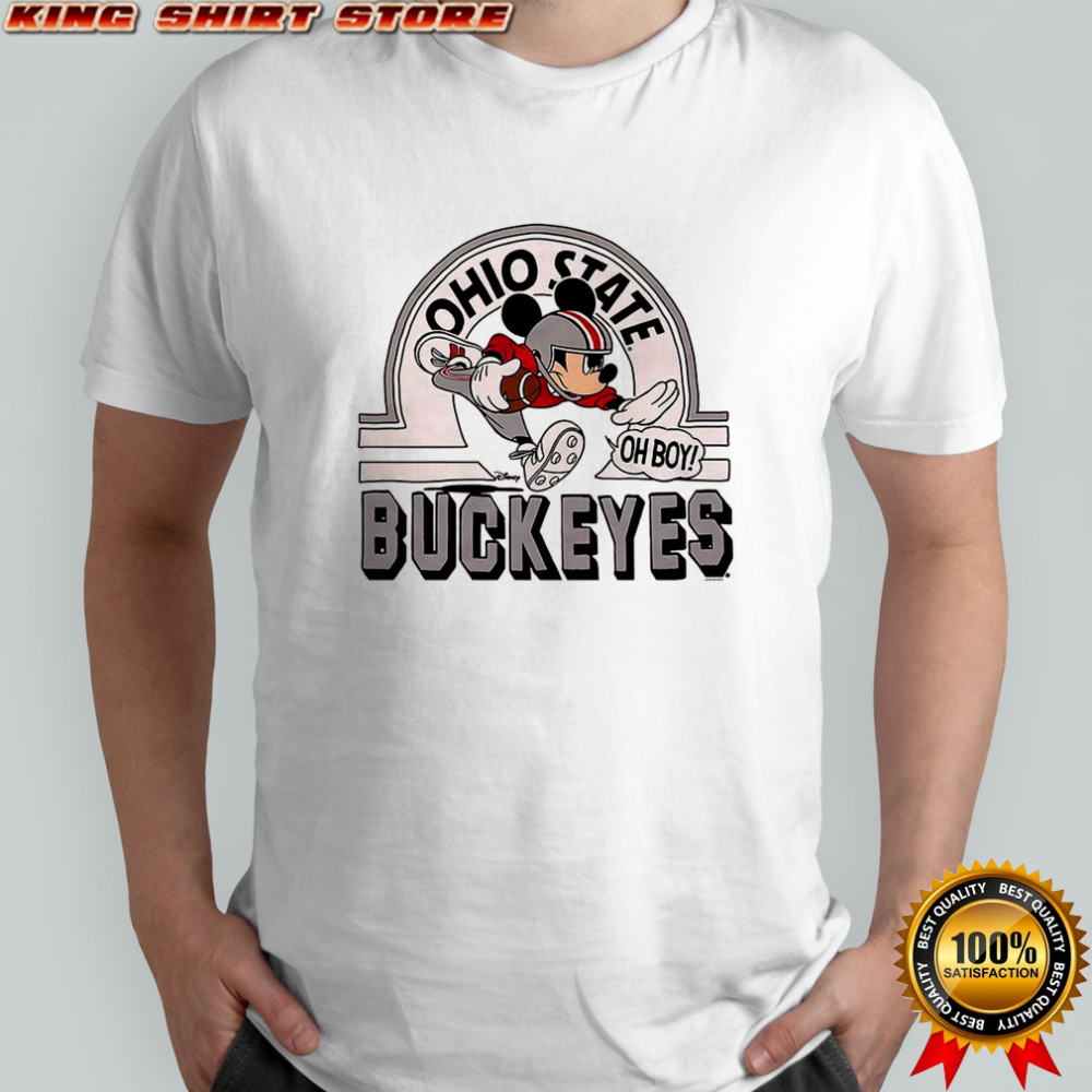 Mickey Mouse Disney x Ohio State Buckeyes football logo shirt