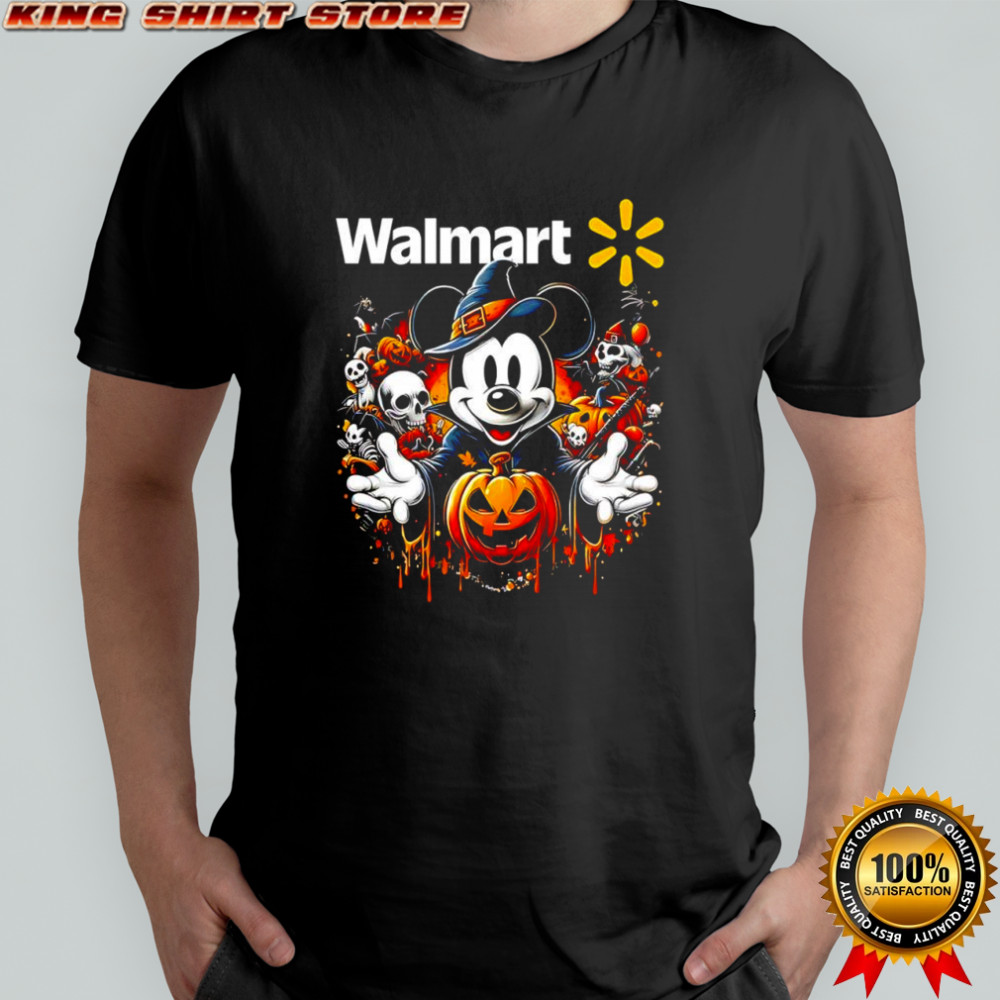 Mickey Mouse vs Walmart Halloween wizard skulls pumpkin shirt