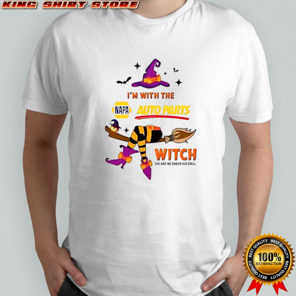 Napa Auto Parts I’m With The Witch She Has Me Under Her Spell Halloween T-Shirt