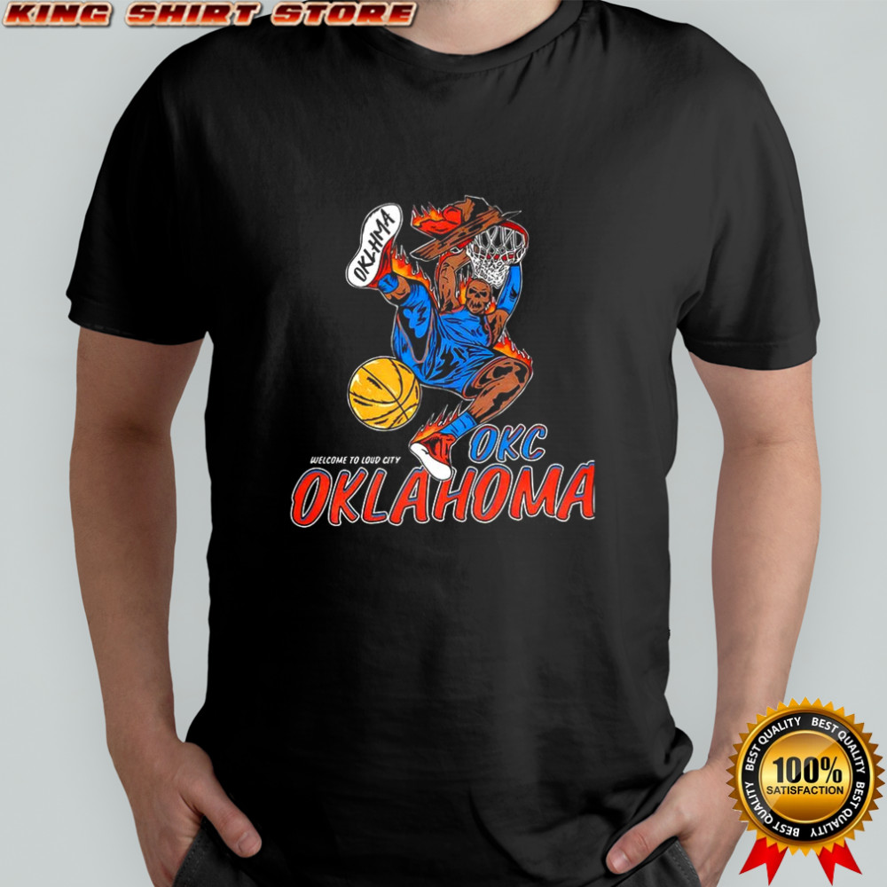 Oklahoma City Thunder NBA welcome to Oklahoma skeleton dunk shirt