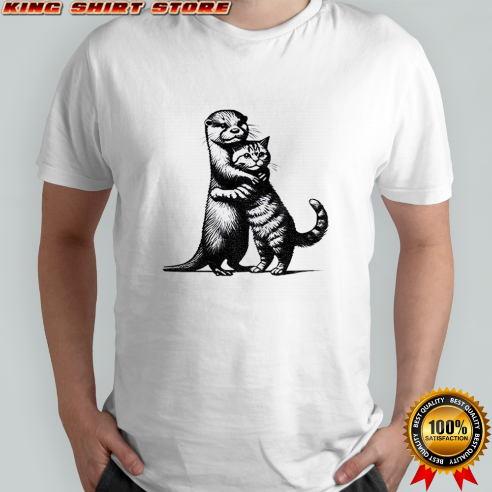 Otter hug cat funny meme shirt