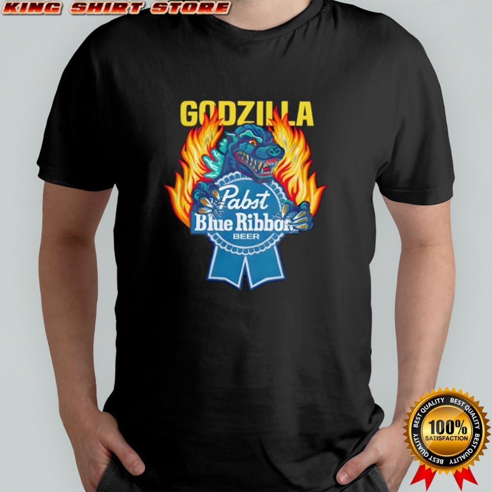 Pabst Blue Ribbon Store Flamed Godzilla shirt