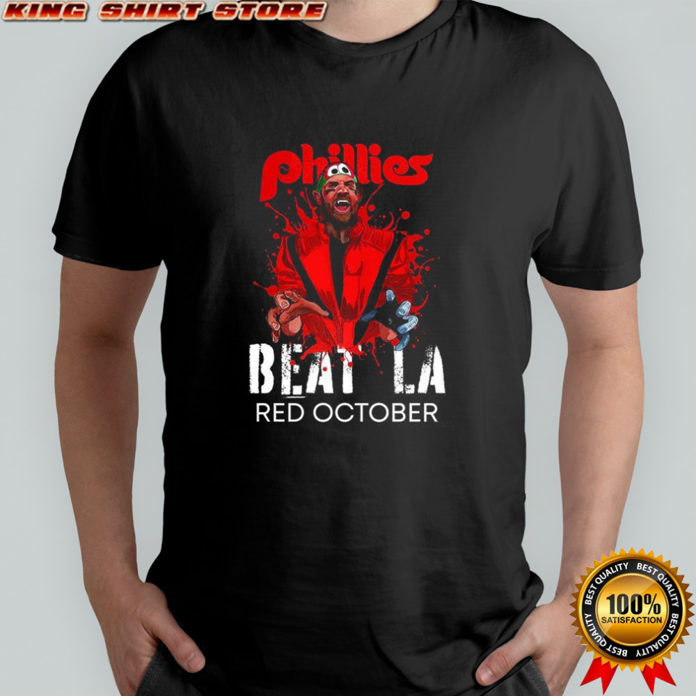 Philadelphia Phillies Beat Los Angeles Dodgers baseball red october Halloween shirt