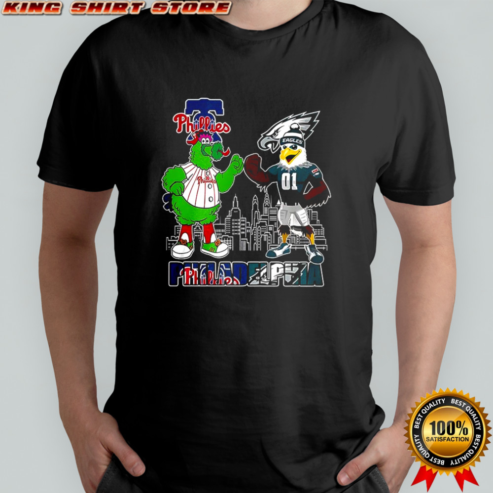 Phillie Phanatic Philadelphia Phillies touch hands Swoop Philadelphia Eagles mascot shirt Phillie Phanatic Philadelphia Phillies touch hands Swoop Philadelphia Eagles mascot shirt