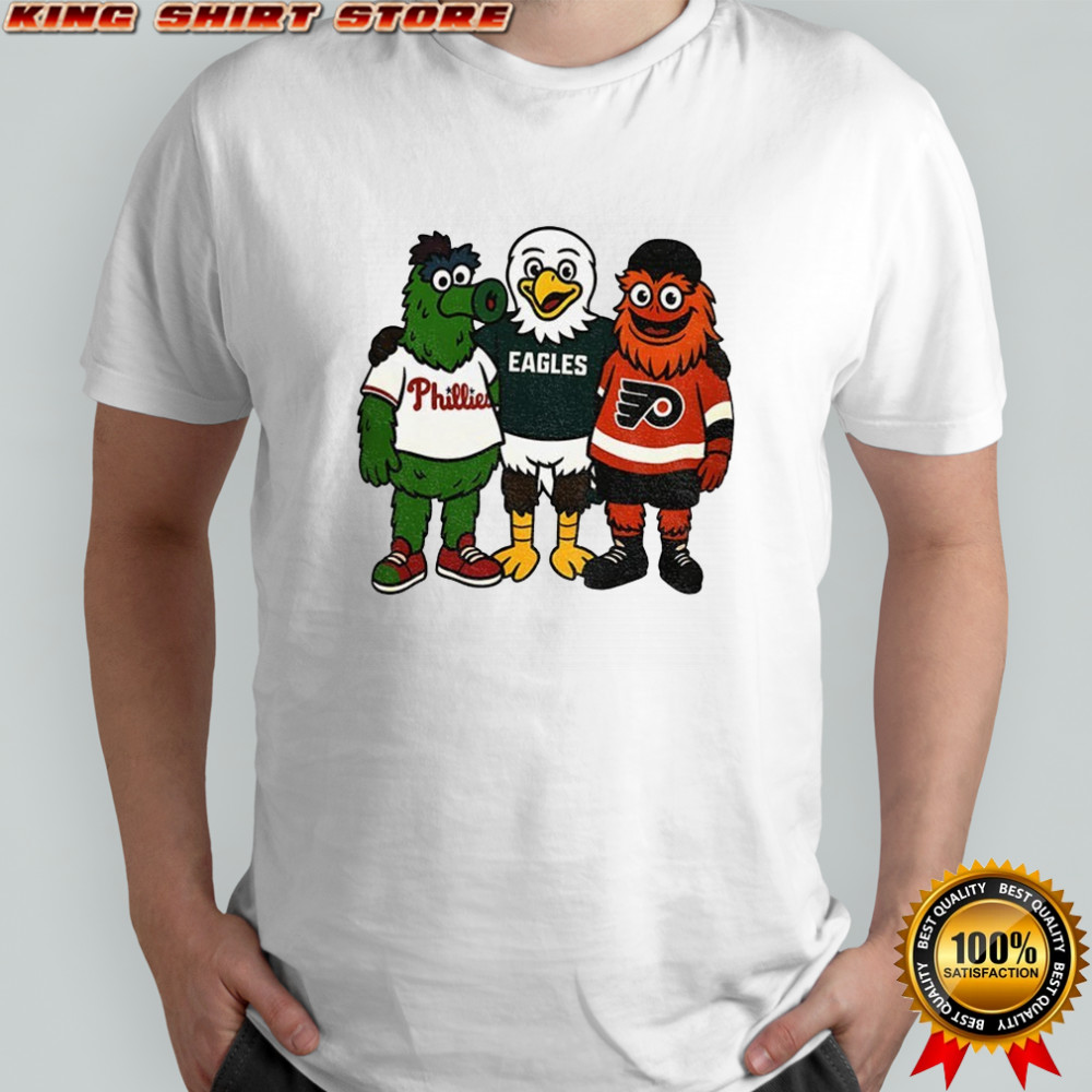 Phillie Phanatic Swoop and Gritty Philadelphia Phillies Eagles Flyers shirt