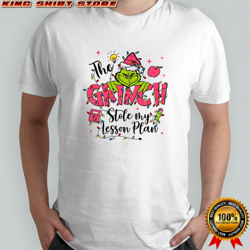 Pink Grinch Teacher Christmas Stole My Lesson Plan shirt