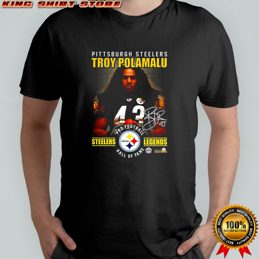 Pittsburgh Steelers football Troy Polamalu Hall of fame signature shirt