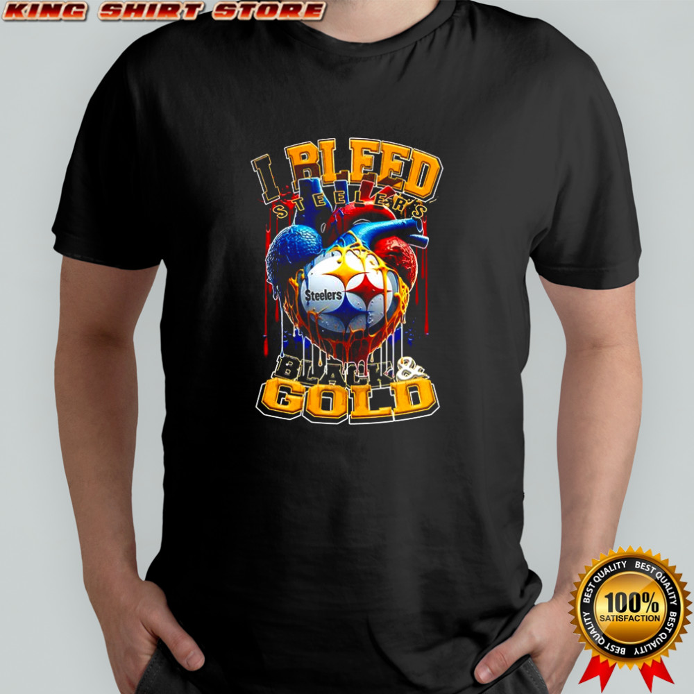 Pittsburgh Steelers NFL I bleed Steelers black and gold heart football lovers shirt