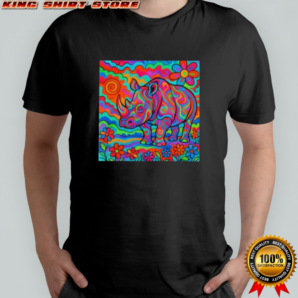 Rainbow Rhino Art Style shirt