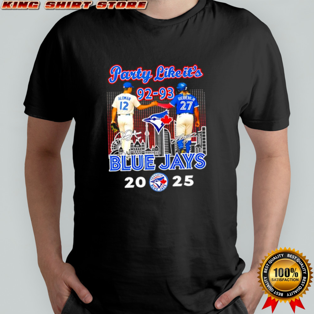 Roberto Alomar & Vladimir Guerrero Jr. Toronto Blue Jays party like it’s 92 93 signatures players shirt