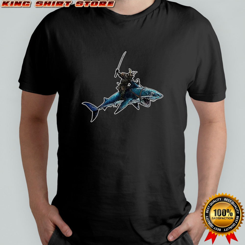 Samurai riding a shark Japanese style shirt