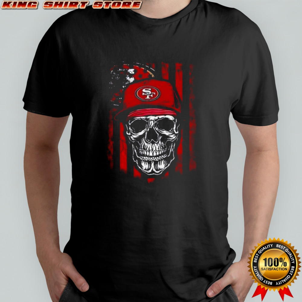 San Francisco 49ers NFL Skull American Flag Footaball Lover T-Shirt San Francisco 49ers NFL Skull American Flag Footaball Lover T-Shirt
