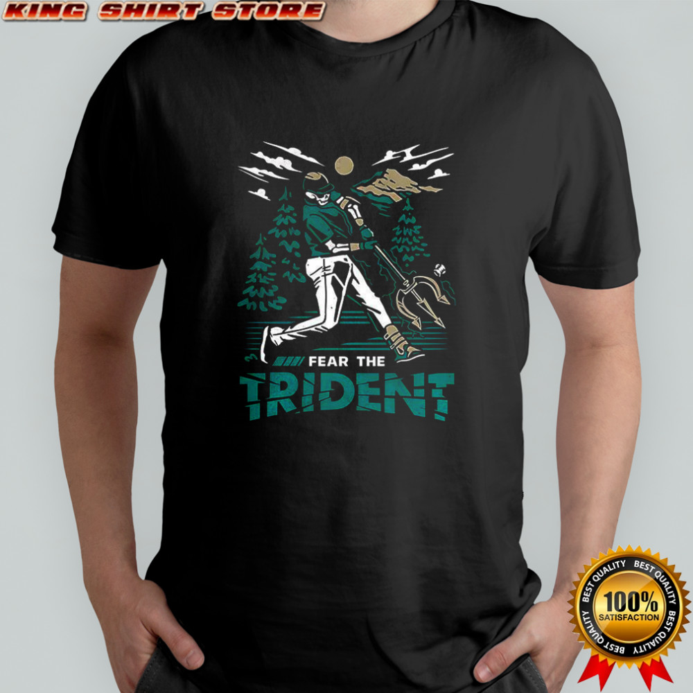 Seattle Mariners baseball Fear the Trident skeleton throwing ball shirt