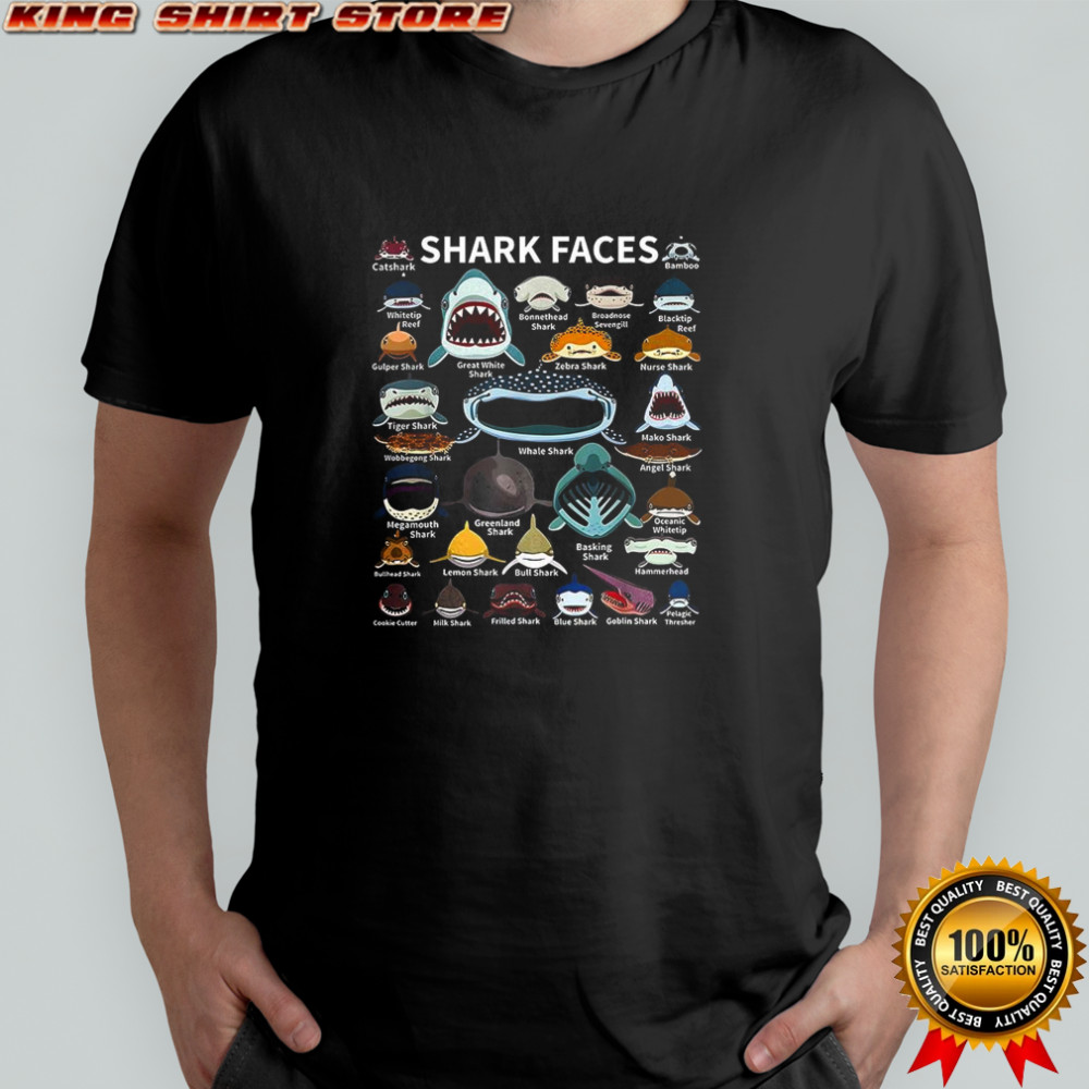 Shark faces type of shark shirt