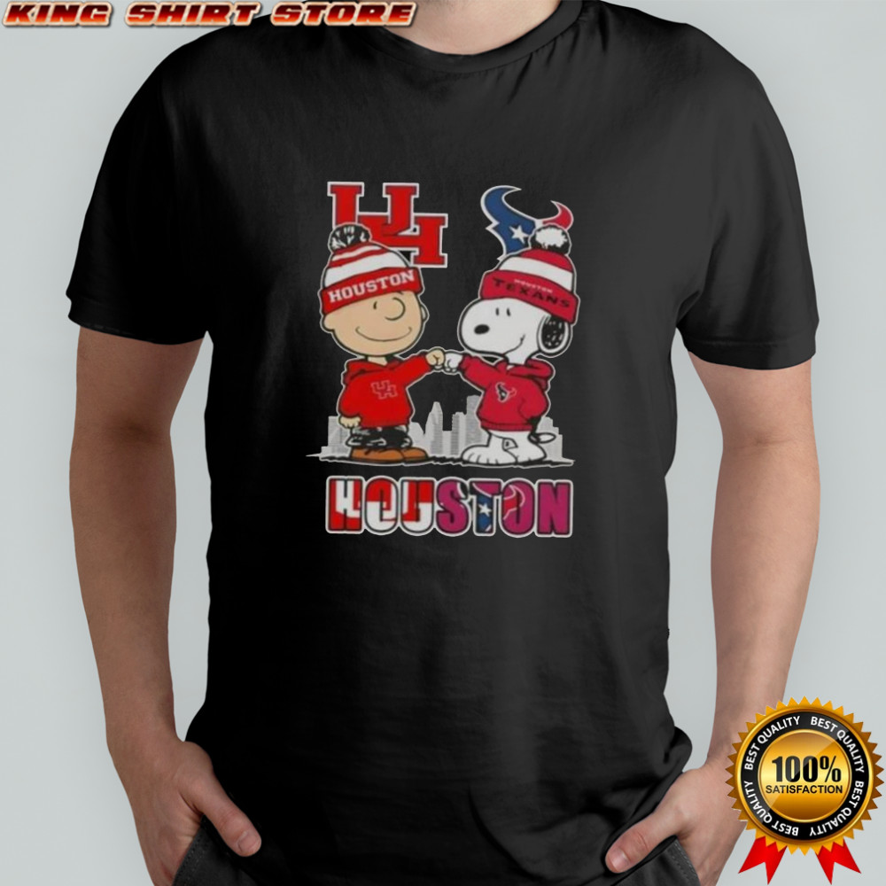 Snoopy And Charlie Brown Houston Sports Cougars X Texans Skyline T-Shirt