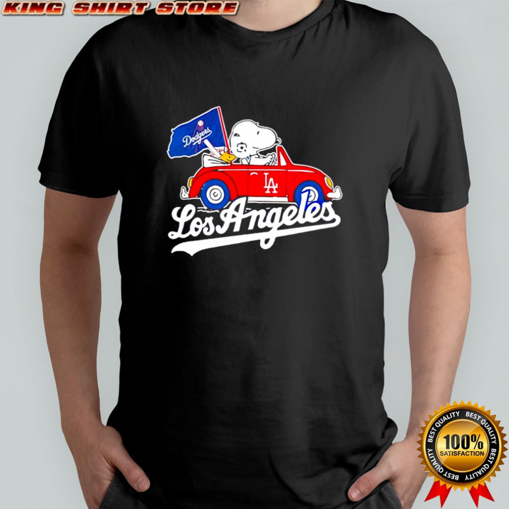 Snoopy and Woodstock driving car Los Angeles Dodgers shirt