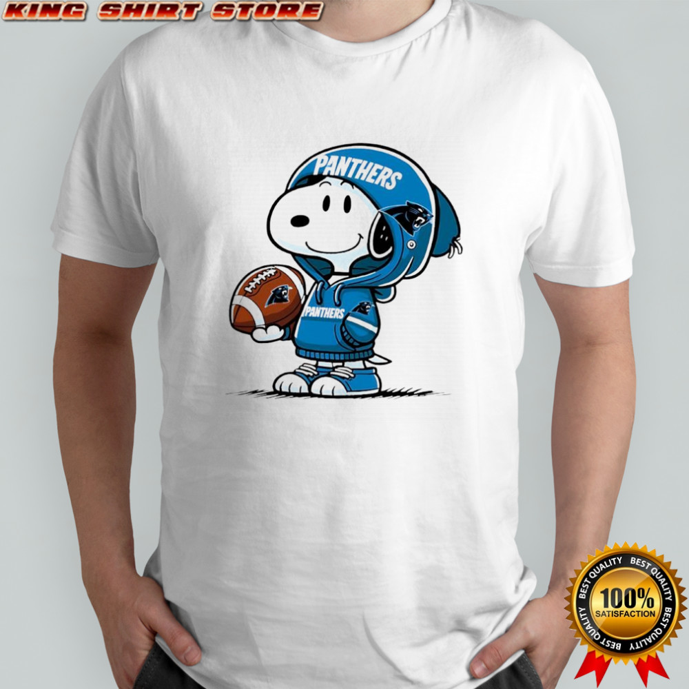 Snoopy wears Carolina Panthers hoodie logo shirt
