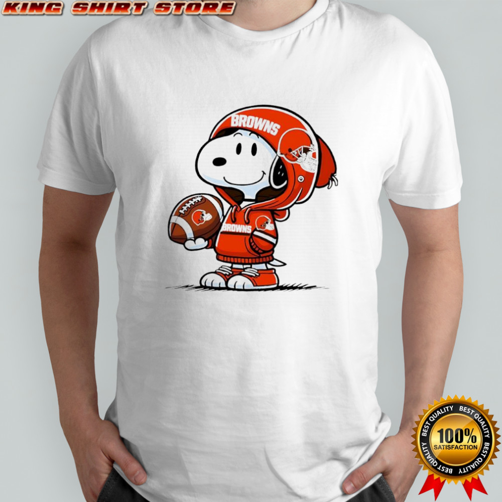 Snoopy wears Cleveland Browns hoodie logo shirt