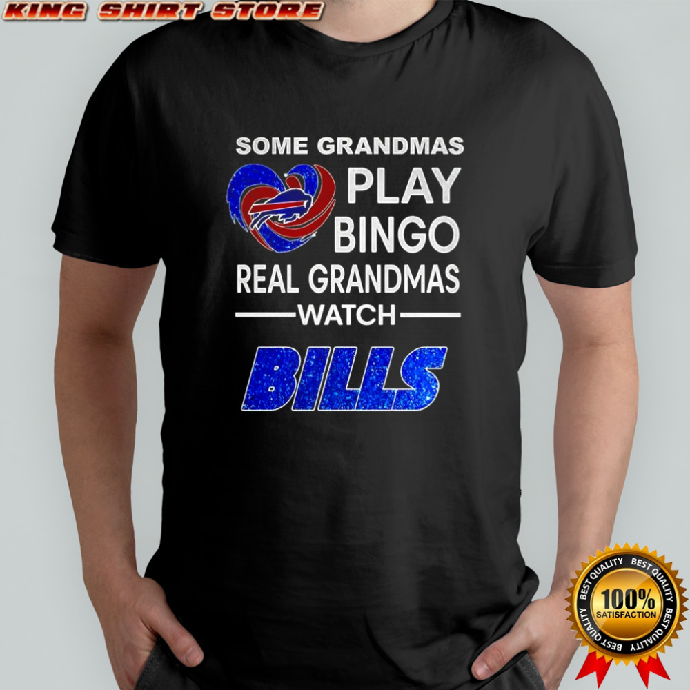 Some grandmas play bingo real grandmas watch Buffalo Bills football diamond heart shirt