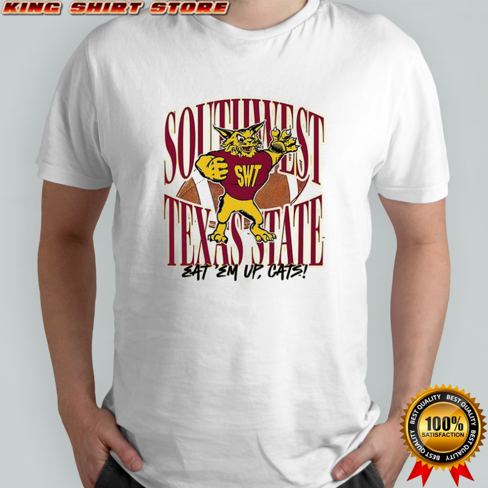 Southwest Texas State 1990s eat ’em up cats mascot shirt